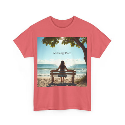 My Happy Place, Woman on Bench, Looking at Waves,Safe Place T-Shirt, Finding My Happy Place Top, Ocean Waves,#5003STS