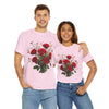 Wildflowers and Red Roses, Graphic T-Shirts for Women, Floral Shirt, Womens Short Sleeve, Ladies Graphic Tees #5131TTS