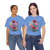Wildflowers and Pink & Red Roses, Graphic T-Shirts for Women, Floral Shirt, Womens Short Sleeve, Ladies Graphic Tees #5134TTS