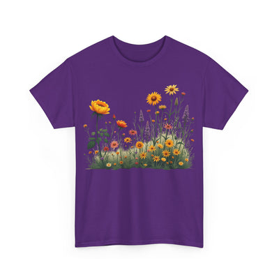 Wildflowers and Yellow Roses, Graphic T-Shirts for Women, Floral Shirt, Womens Short Sleeve, Ladies Graphic Tees #5028TTS