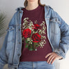 Wildflowers and Red Roses, Graphic T-Shirts for Women, Floral Shirt, Womens Short Sleeve, Ladies Graphic Tees #5127TTS