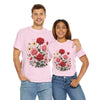 Wildflowers and Pink & Red Roses, Graphic T-Shirts for Women, Floral Shirt, Womens Short Sleeve, Ladies Graphic Tees #5134TTS
