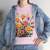 Wildflowers and Pink & Yellow Roses, Graphic T-Shirts for Women, Floral Shirt, Womens Short Sleeve, Ladies Graphic Tees #5142TTS