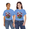 Wildflowers and Red Roses, Graphic T-Shirts for Women, Floral Shirt, Womens Short Sleeve, Ladies Graphic Tees #5130TTS