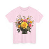 Wildflowers and Pink & Yellow Roses, Graphic T-Shirts for Women, Floral Shirt, Womens Short Sleeve, Ladies Graphic Tees #5143TTS
