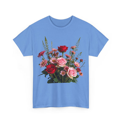 Wildflowers and Red & Pink Roses, Graphic T-Shirts for Women, Floral Shirt, Womens Short Sleeve, Ladies Graphic Tees #5132TTS