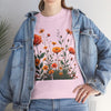 Wildflowers and Orange Roses, Graphic T-Shirts for Women, Floral Shirt, Womens Short Sleeve, Ladies Graphic Tees #5046TTS
