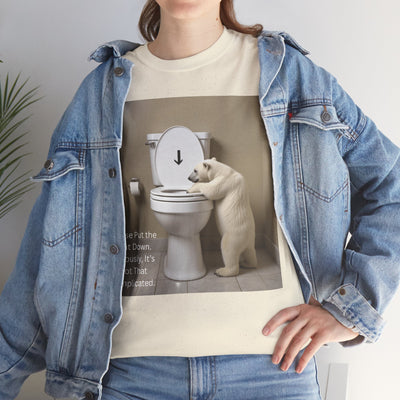 Please Put the Seat Down, Seriously, It's Not that Complicated, Polar Bear Toilet Seat Down, Seat Down Reminder Shirt #5004STS
