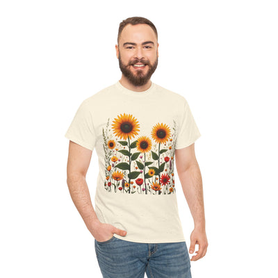 Sunflowers & Wildflowers, Graphic T-Shirts for Women, Floral Shirt, Womens Short Sleeve, Ladies Graphic Tees #5154TTS