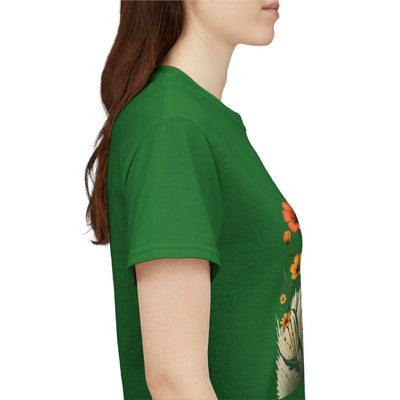 Wildflowers and Orange Roses, Graphic T-Shirts for Women, Floral Shirt, Womens Short Sleeve, Ladies Graphic Tees #5047TTS