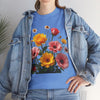Wildflowers and Pink & Yellow Roses, Graphic T-Shirts for Women, Floral Shirt, Womens Short Sleeve, Ladies Graphic Tees #5147TTS