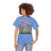 Wildflowers and Orange Roses, Graphic T-Shirts for Women, Floral Shirt, Womens Short Sleeve, Ladies Graphic Tees #5045TTS