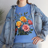 Wildflowers and Pink & Yellow Roses, Graphic T-Shirts for Women, Floral Shirt, Womens Short Sleeve, Ladies Graphic Tees #5149TTS