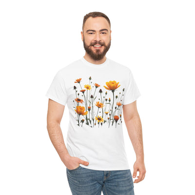 Wildflowers and Yellow Roses, Graphic T-Shirts for Women, Floral Shirt, Womens Short Sleeve, Ladies Graphic Tees #5011TTS
