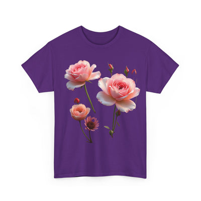Wildflowers and Pink Roses, Graphic T-Shirts for Women, Floral Shirt, Womens Short Sleeve, Ladies Graphic Tees #5019TTS