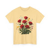Wildflowers and Red Roses, Graphic T-Shirts for Women, Floral Shirt, Womens Short Sleeve, Ladies Graphic Tees #5128TTS