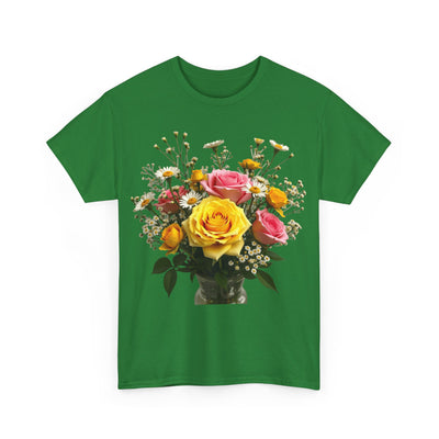 Wildflowers and Pink & Yellow Roses, Graphic T-Shirts for Women, Floral Shirt, Womens Short Sleeve, Ladies Graphic Tees #5143TTS