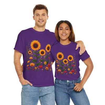 Sunflowers & Wildflowers, Graphic T-Shirts for Women, Floral Shirt, Womens Short Sleeve, Ladies Graphic Tees #5154TTS