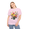 Wildflowers and Pink & Yellow Roses, Graphic T-Shirts for Women, Floral Shirt, Womens Short Sleeve, Ladies Graphic Tees #5136TTS