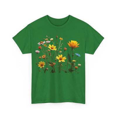 Wildflowers and a Yellow Rose, Graphic T-Shirts for Women, Floral Shirt, Womens Short Sleeve, Ladies Graphic Tees #5009TTS