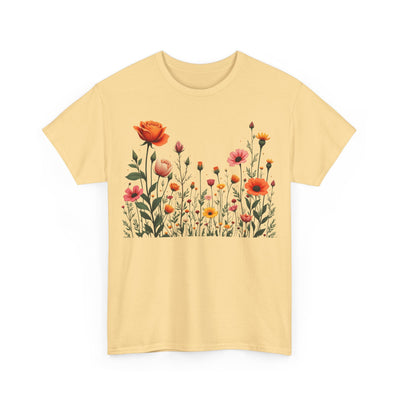 Wildflowers and Orange Roses, Graphic T-Shirts for Women, Floral Shirt, Womens Short Sleeve, Ladies Graphic Tees #5042TTS
