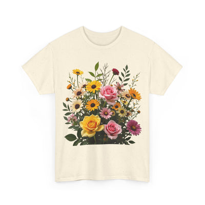 Wildflowers and Pink & Yellow Roses, Graphic T-Shirts for Women, Floral Shirt, Womens Short Sleeve, Ladies Graphic Tees #5150TTS