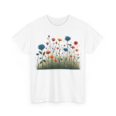 Wildflowers and Blue Roses, Graphic T-Shirts for Women, Floral Shirt, Womens Short Sleeve, Ladies Graphic Tees #5050TTS
