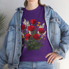 Wildflowers and Red Roses, Graphic T-Shirts for Women, Floral Shirt, Womens Short Sleeve, Ladies Graphic Tees #5128TTS