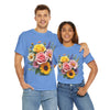 Wildflowers and Pink & Yellow Roses, Graphic T-Shirts for Women, Floral Shirt, Womens Short Sleeve, Ladies Graphic Tees #5145TTS