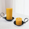 AGLARY 2PCS Matte Black Iron Pillar Candle Holders, with Handle, Simple Industrial Style ，Table Centerpiece Decoration，with Safety Spike.