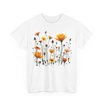 Wildflowers and Yellow Roses, Graphic T-Shirts for Women, Floral Shirt, Womens Short Sleeve, Ladies Graphic Tees #5011TTS