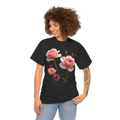 Wildflowers and Pink Roses, Graphic T-Shirts for Women, Floral Shirt, Womens Short Sleeve, Ladies Graphic Tees #5019TTS