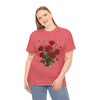 Wildflowers and Red Roses, Graphic T-Shirts for Women, Floral Shirt, Womens Short Sleeve, Ladies Graphic Tees #5131TTS