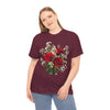 Wildflowers and Red Roses, Graphic T-Shirts for Women, Floral Shirt, Womens Short Sleeve, Ladies Graphic Tees #5127TTS