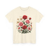 Wildflowers and Pink & Red Roses, Graphic T-Shirts for Women, Floral Shirt, Womens Short Sleeve, Ladies Graphic Tees #5134TTS