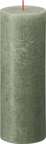 Bolsius Rustic Pillar Candle - Dark Green - Pack of 4 - Long Burning Time of 85 Hours - Household Candle - Interior Decoration - Unscented - Natural Vegan Wax - No Palm Oil - 19 x 7 cm