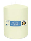 HYOOLA Ivory Three Wick Large Candle - 6 x 8 Inch - Unscented Big Pillar Candles - 188 Hour - European Made