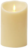 Luminara Flameless Pillar Candle (3.5"x5")- Moving Flame LED Battery Operated Lights with Unscented Real Wax - Scalloped Top - Remote Sold Separately (Ivory)