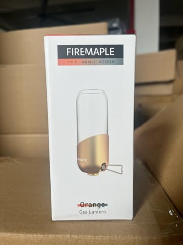 Fire-Maple Orange Camping Lantern Glass, Steel & Aluminum | Propane or Isobutane Fuel Canister Beautiful Camping Lights | NO Mantles Needed | Propane Lanterns for Camping, Emergency Essential