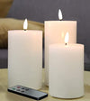 Eywamage White Flat Top Flameless Pillar Candles with Remote, Flickering Real Wax LED Battery Candles Φ 3" H 4" 5" 6"