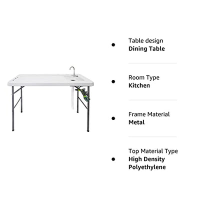 Goplus Folding Fish Cleaning Table with Sink and Spray Nozzle, Heavy Duty Fillet Table with Hose Hook Up and Faucet, Portable Outdoor Camping Sink Station for Dock Beach Patio Picnic