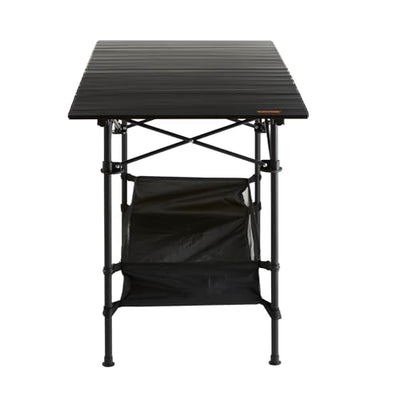 VEVOR Folding Camping Table, Aluminum Ultra Compact Outdoor Portable Fold Up Lightweight Table with Large Storage and Carry Bag, for Beach, Picnic, Travel, Backyard, BBQ, Patio, 45'' x 22'', Black