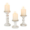 Candeldo Wood Candle Holders for Pillar: Rustic Candles Holder Set of 3 Tall Table Centerpiece Decor Wooden White Farmhouse Candle Stands for Fireplace Mantle Decorations