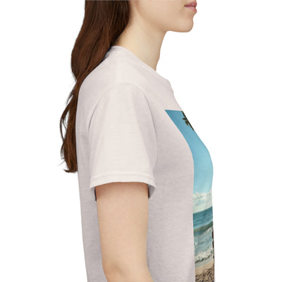 My Happy Place, Woman on Bench, Looking at Waves,Safe Place T-Shirt, Finding My Happy Place Top, Ocean Waves,#5003STS