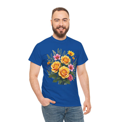 Wildflowers and Yellow Roses, Graphic T-Shirts for Women, Floral Shirt, Womens Short Sleeve, Ladies Graphic Tees #5135TTS