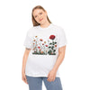 Wildflowers and a Red Rose, Graphic T-Shirts for Women, Floral Shirt, Womens Short Sleeve, Ladies Graphic Tees #5008TTS