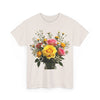 Wildflowers and Pink & Yellow Roses, Graphic T-Shirts for Women, Floral Shirt, Womens Short Sleeve, Ladies Graphic Tees #5143TTS