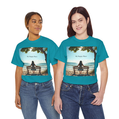 My Happy Place, Woman on Bench, Looking at Waves,Safe Place T-Shirt, Finding My Happy Place Top, Ocean Waves,#5003STS