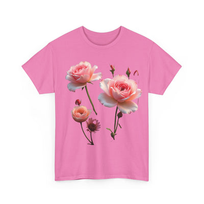 Wildflowers and Pink Roses, Graphic T-Shirts for Women, Floral Shirt, Womens Short Sleeve, Ladies Graphic Tees #5019TTS