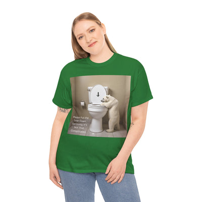 Please Put the Seat Down, Seriously, It's Not that Complicated, Polar Bear Toilet Seat Down, Seat Down Reminder Shirt #5004STS